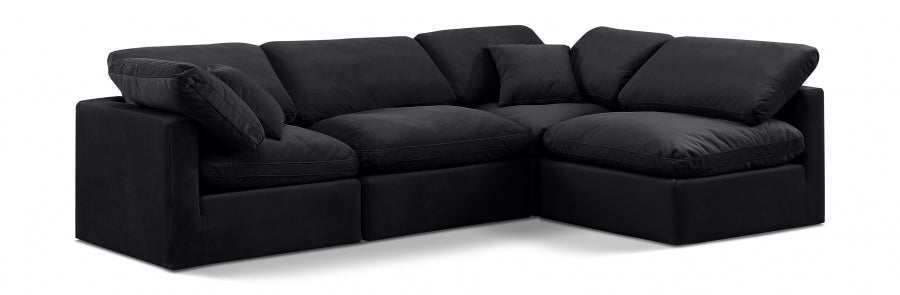 Divano componibile The Cloud in velluto nero 4 pezzi