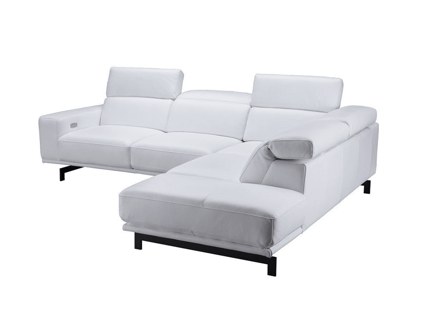 Divano componibile moderno in pelle Vertex in bianco neve