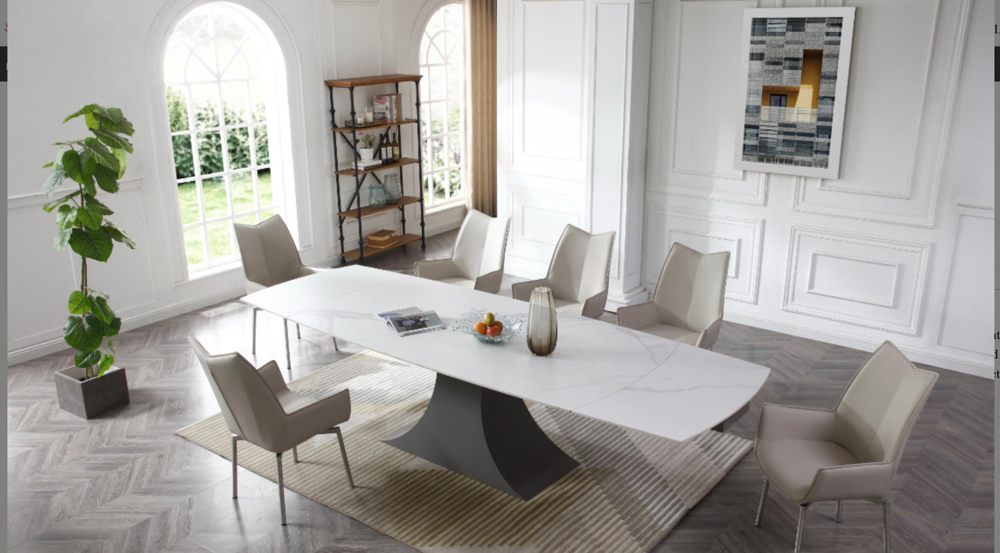 Tavolo da pranzo Elegance - piano in ceramica bianca