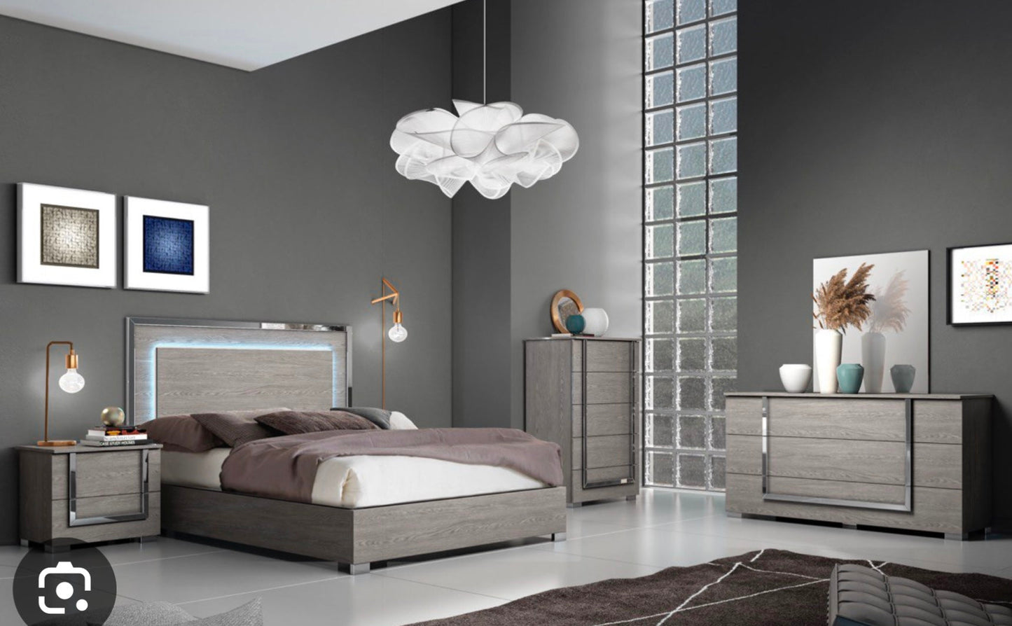 Antonio QN Letto + Comò + 1 NS Olmo Grigio Legno