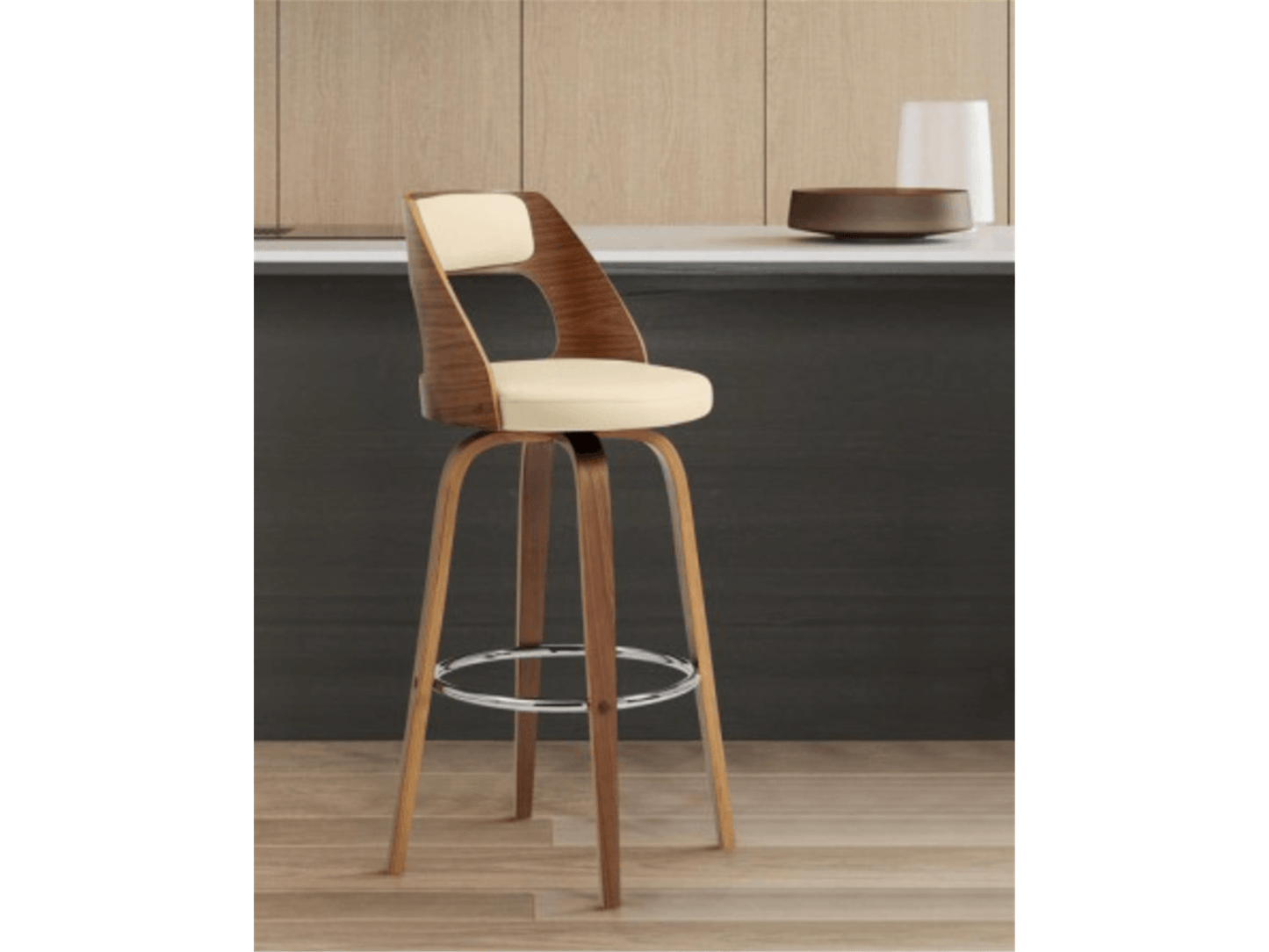 Sgabello da bar Jimmy 26 pollici altezza bancone noce/crema