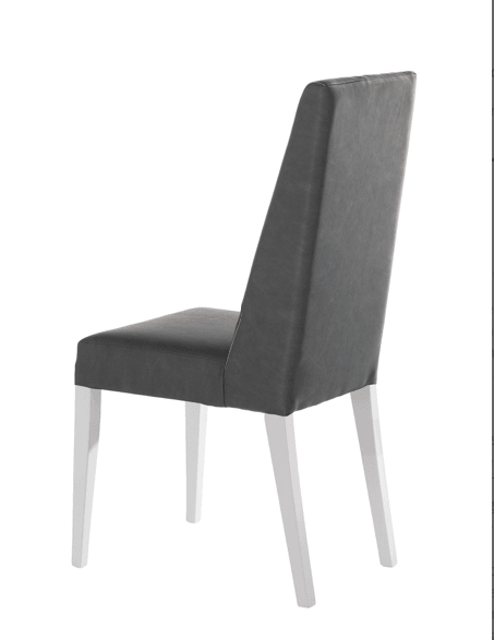 Collezione di sedie da pranzo Lux in pelle Laqour bianco lucido e finta tortora