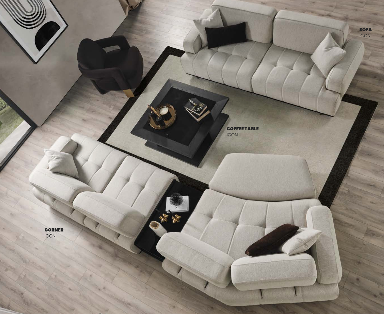 Divano in tessuto Icon 6 pezzi beige