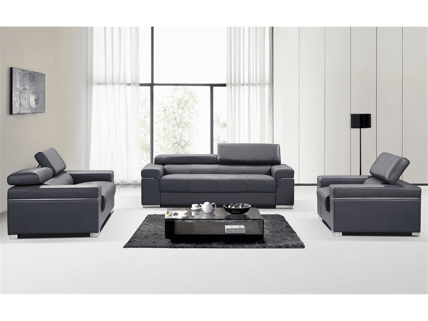 Divano in pelle Downtown grigio