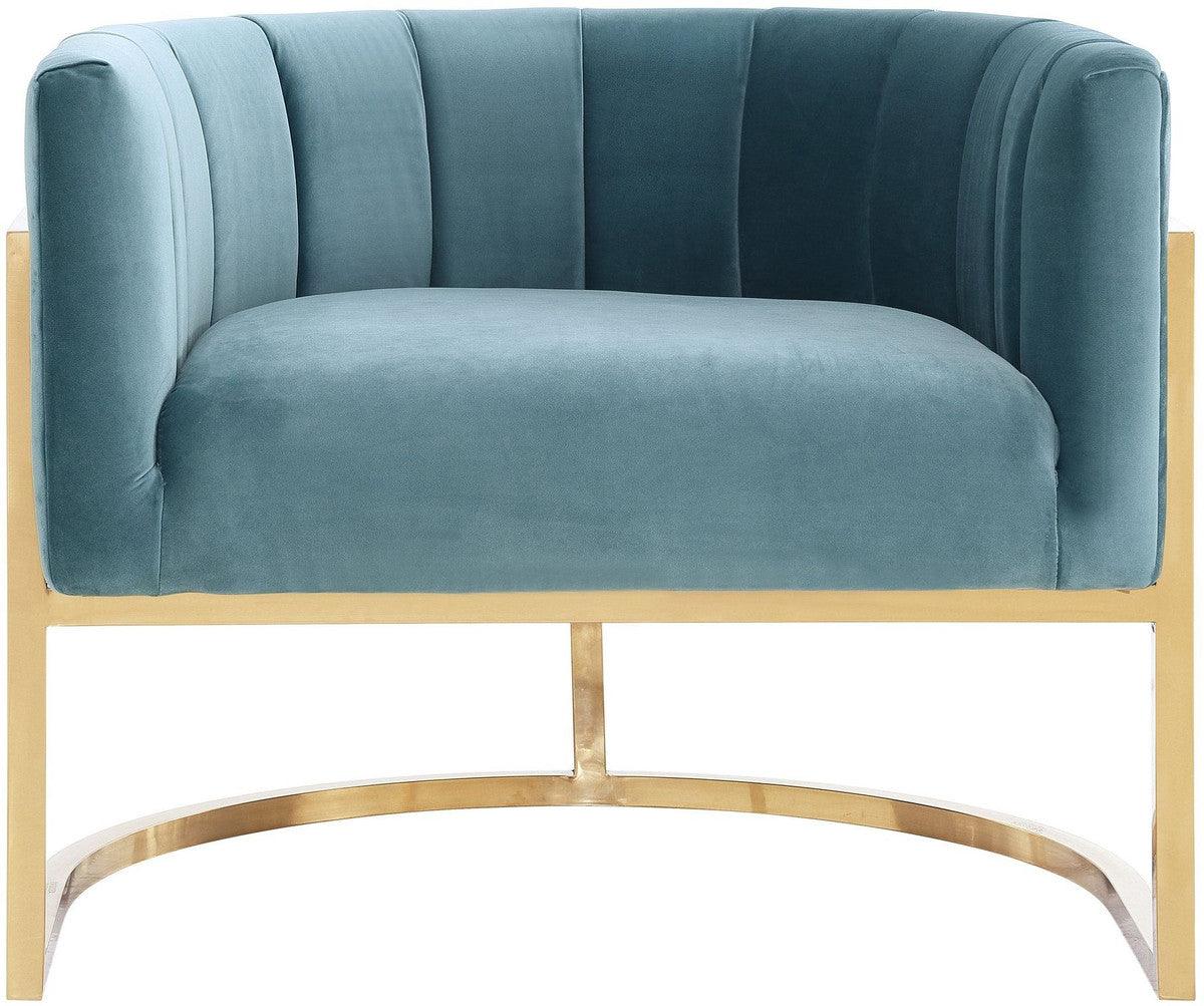 Sedia Magna Sea Blue con base dorata