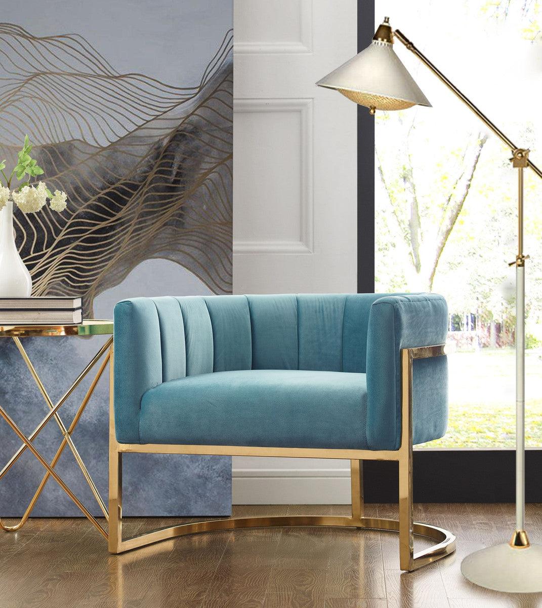 Sedia Magna Sea Blue con base dorata