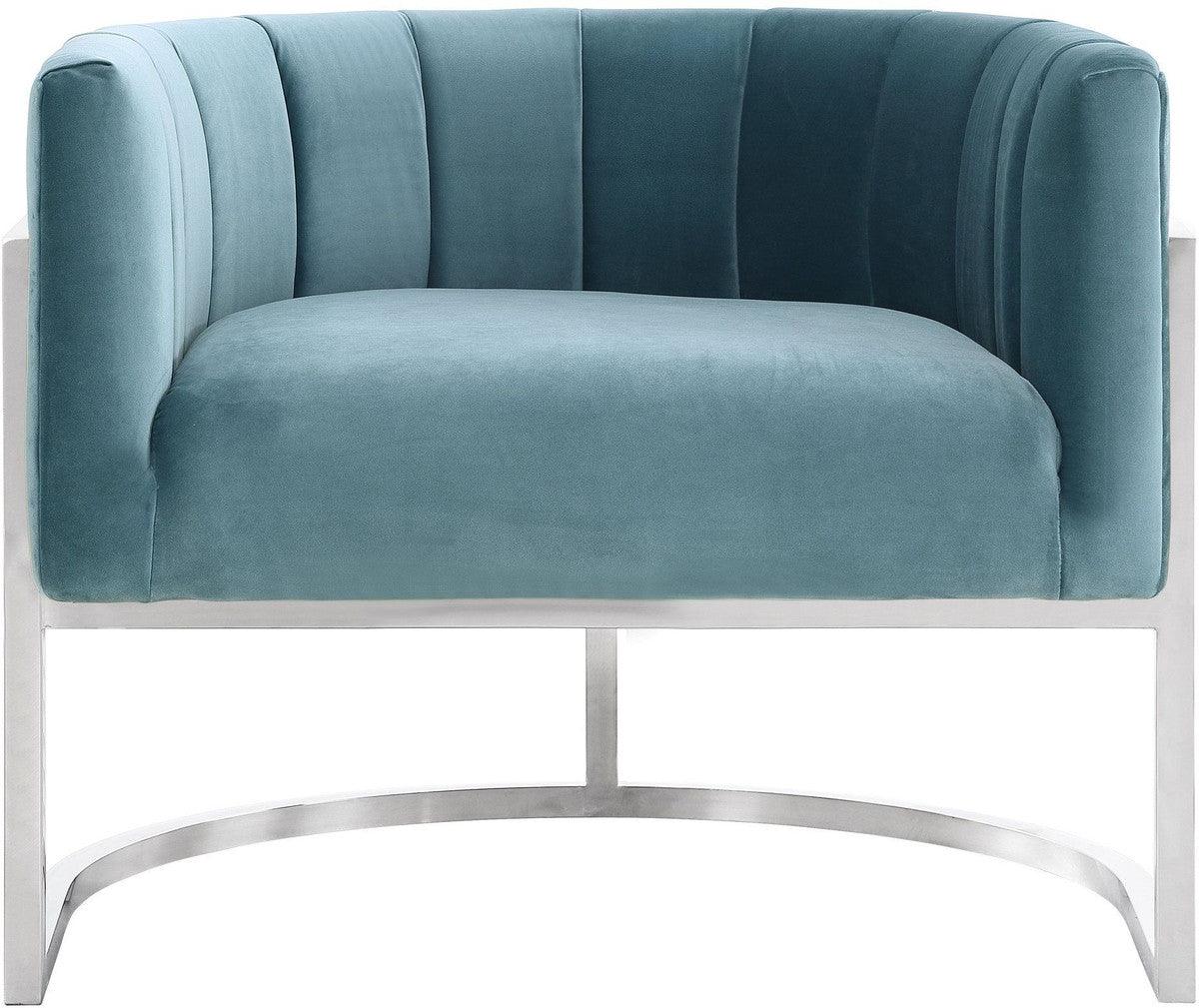 Sedia Magna Sea Blue con base argentata