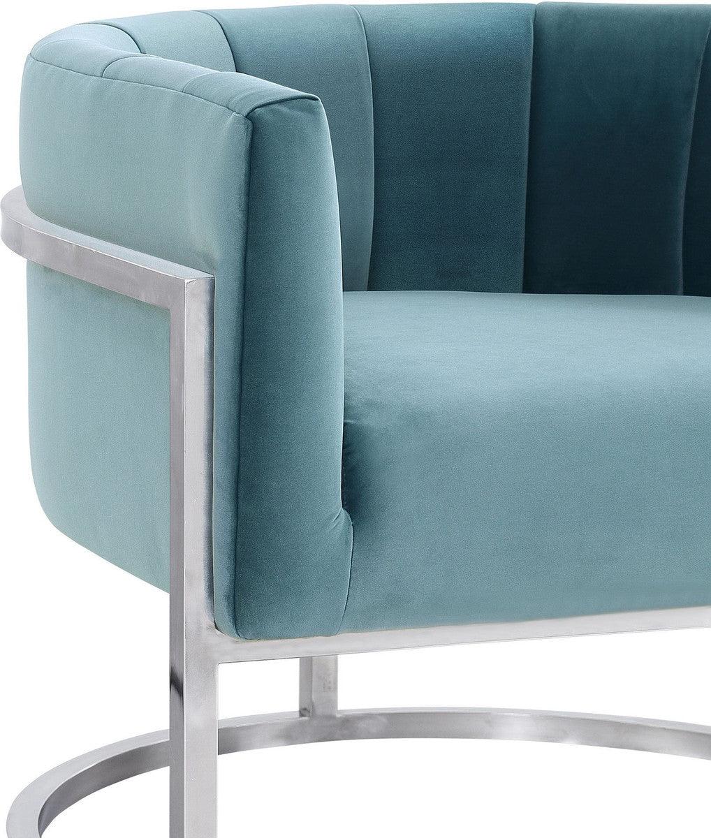 Sedia Magna Sea Blue con base argentata