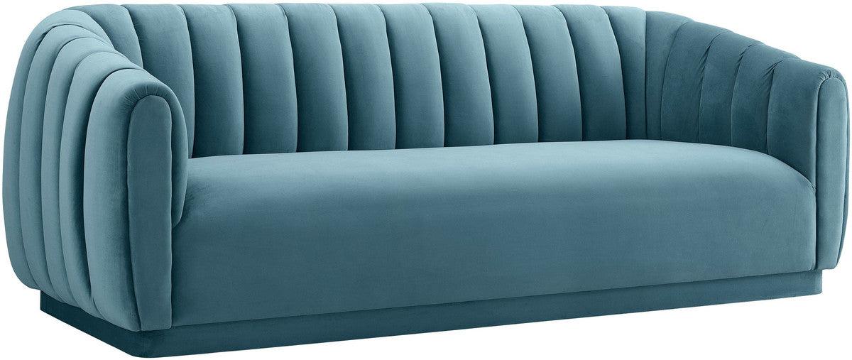 Divano Arnold in velluto blu mare