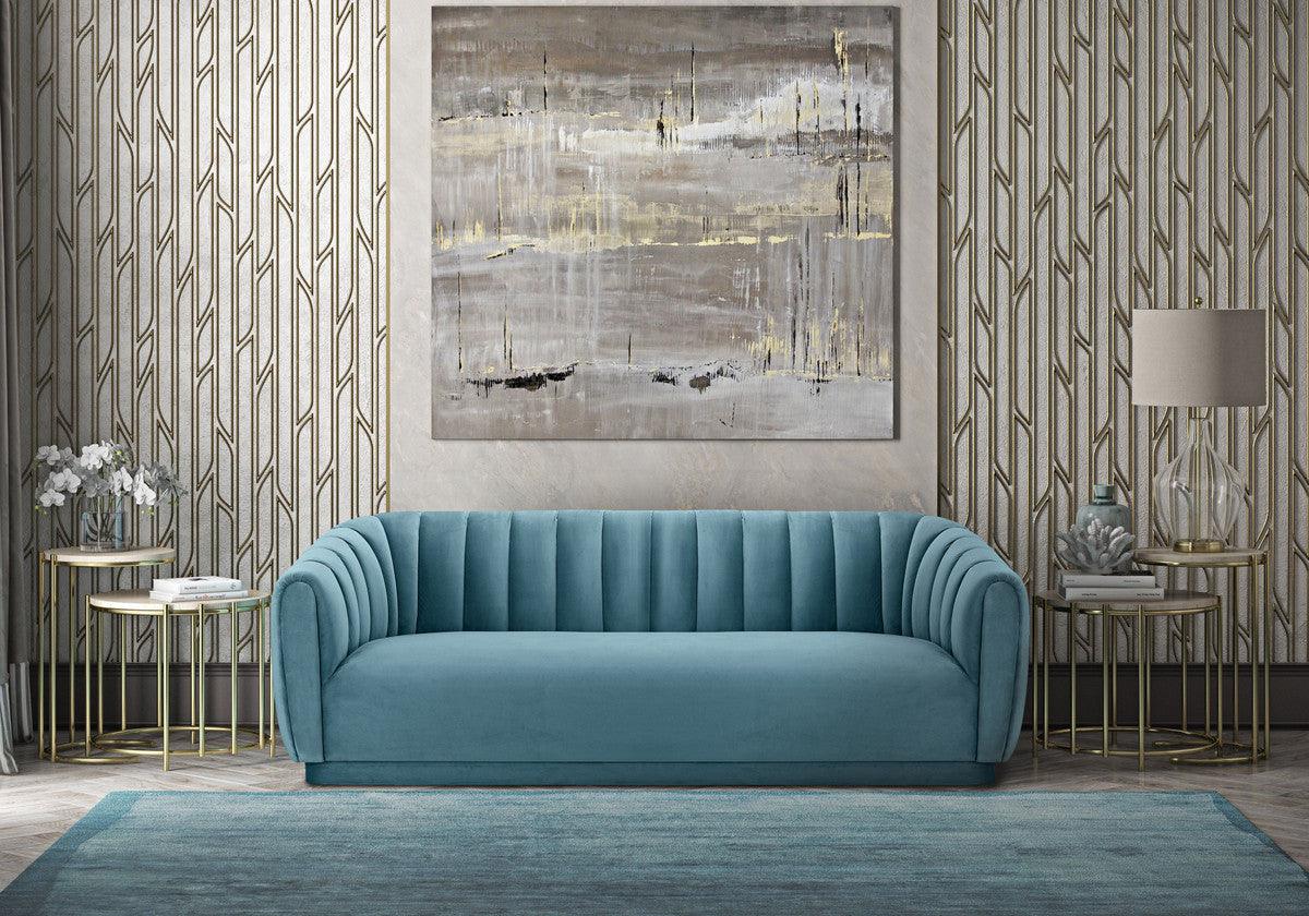 Divano Arnold in velluto blu mare