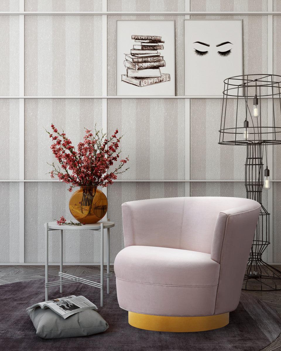 Sedia girevole in velluto blush Novak