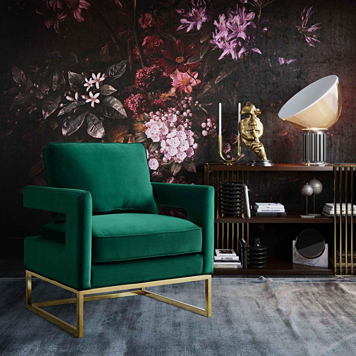 Sedia Annabelle in velluto verde