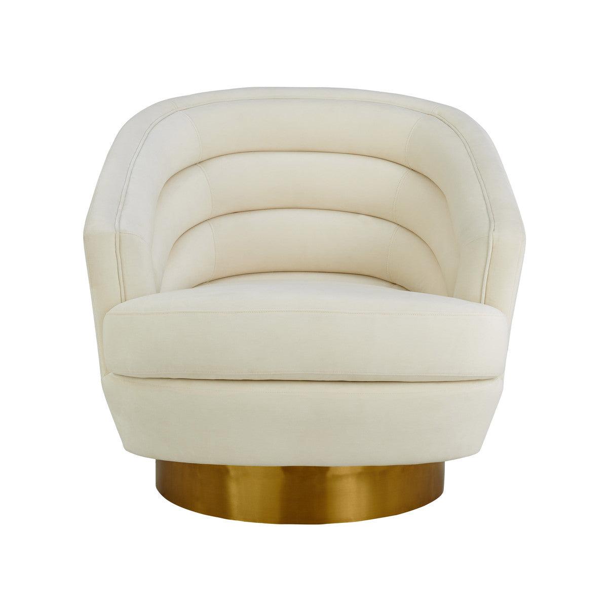 Sedia girevole Canova in velluto crema