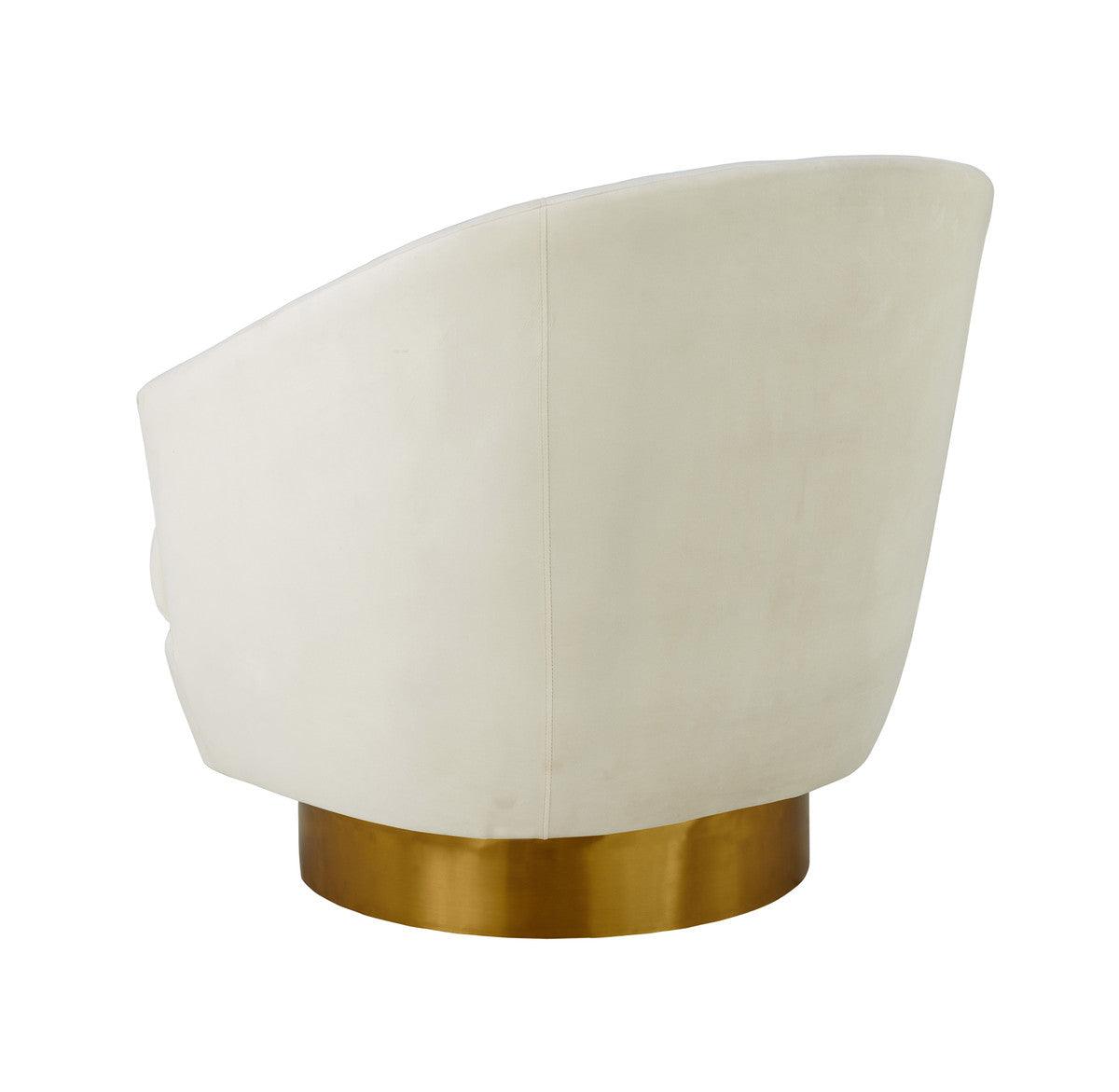 Sedia girevole Canova in velluto crema