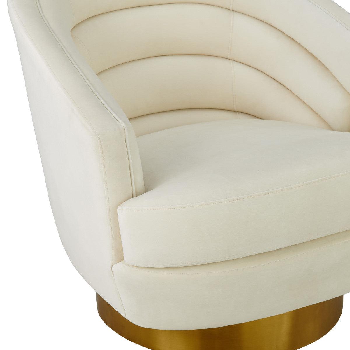 Sedia girevole Canova in velluto crema