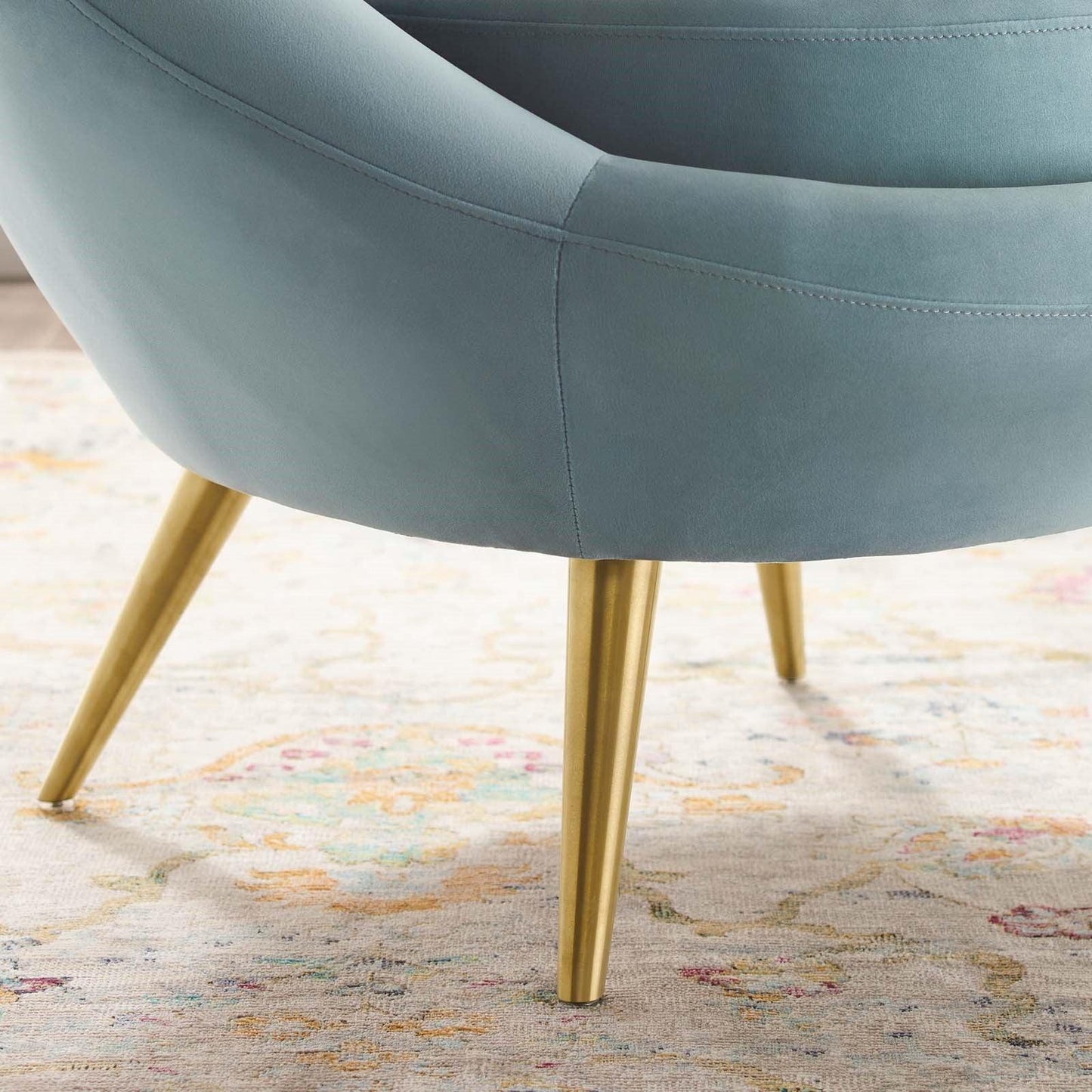 Poltrona Circa Velvet Accent in azzurro