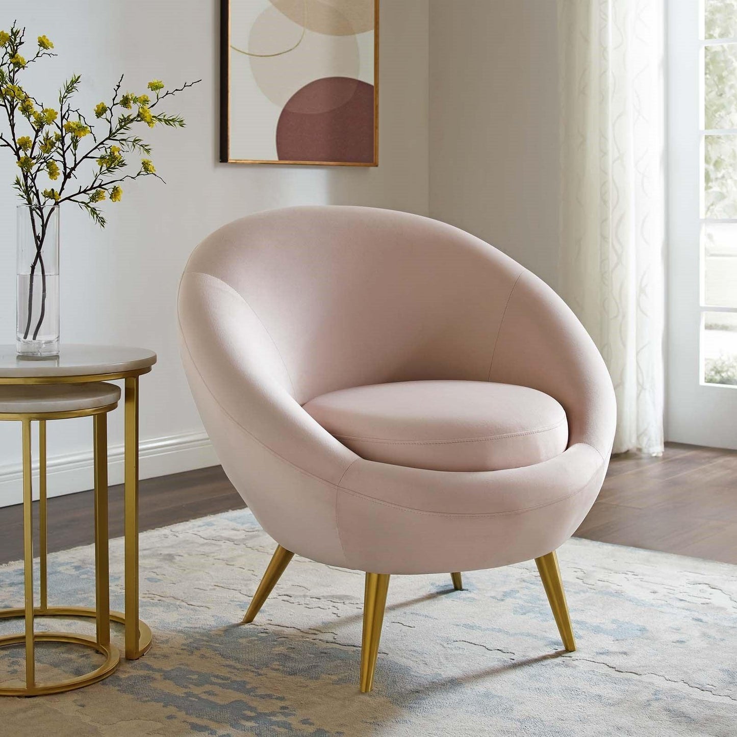 Poltrona Circa Velvet Accent in rosa