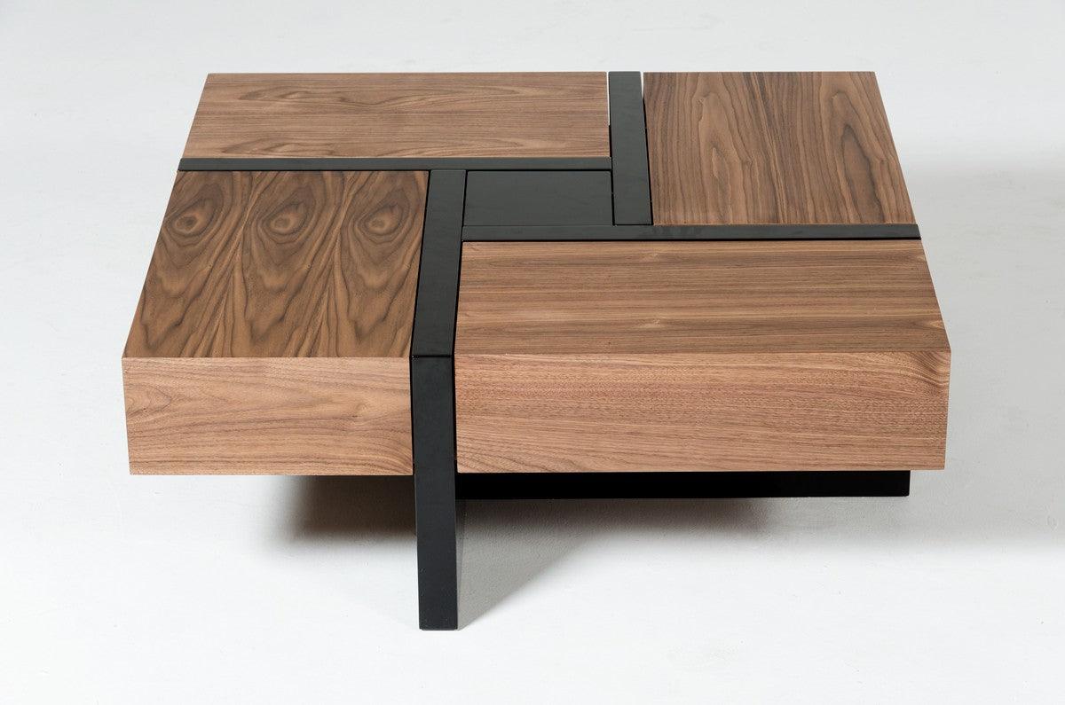 Tavolino da caffè quadrato Malibu Modern Walnut & Black