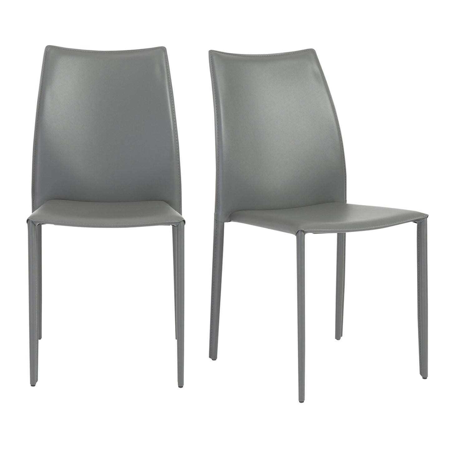 Sedia impilabile Dalia grigio scuro con gambe cromate (set di 2)