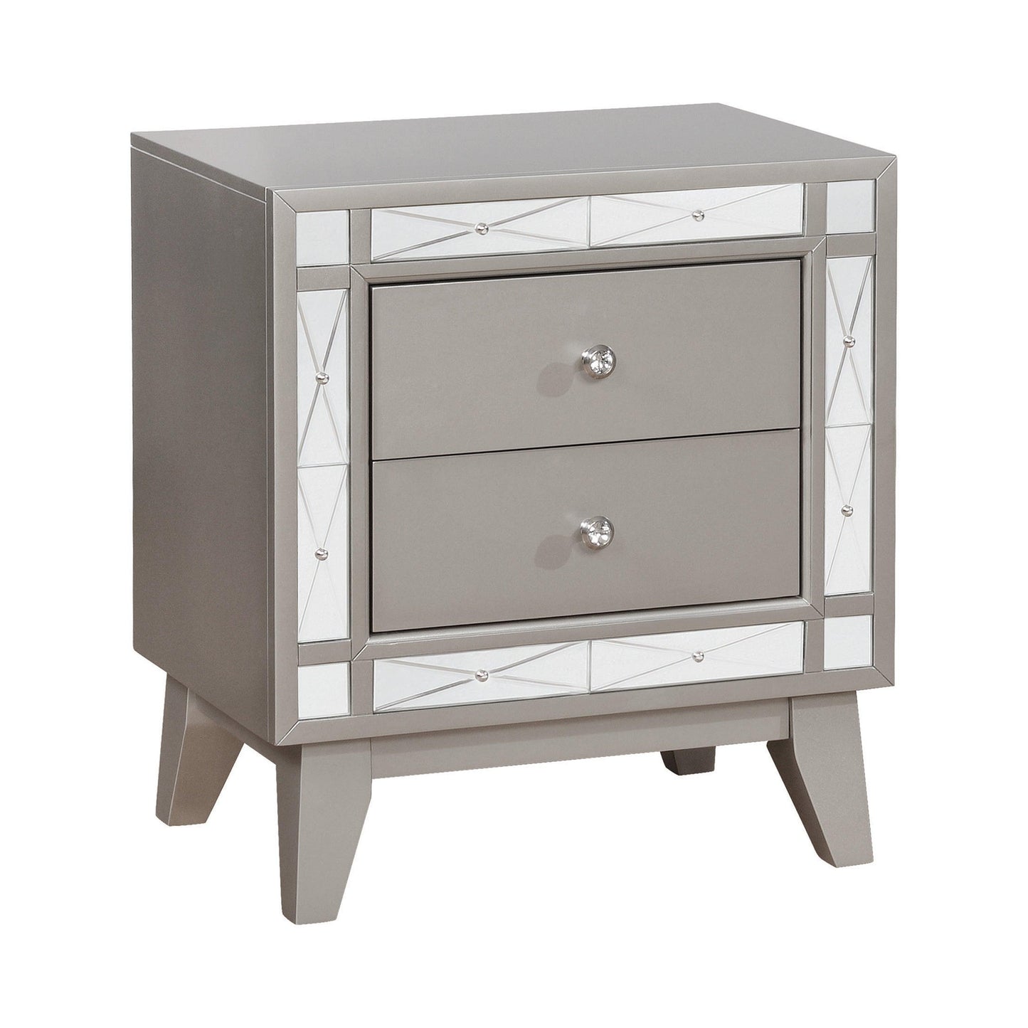 Comodino Leighton a 2 cassetti color mercurio metallizzato