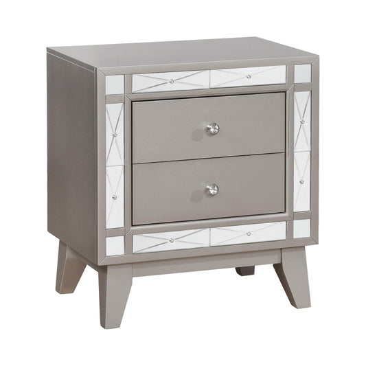 Comodino Leighton a 2 cassetti color mercurio metallizzato