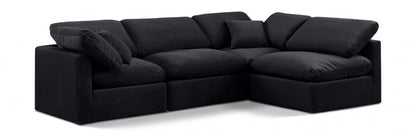 Divano componibile The Cloud in velluto nero 4 pezzi