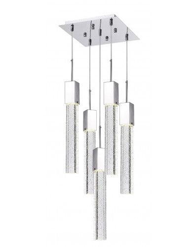 KAY - CASCATA DI LUCI LED - PENDENTI IN CRISTALLO QUADRATI