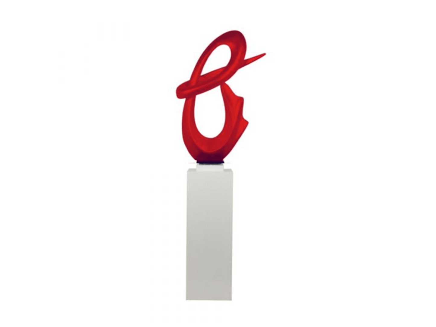 SCULTURA ASTRATTA FLEX IN ROSSO METALLIZZATO // BASE BIANCA