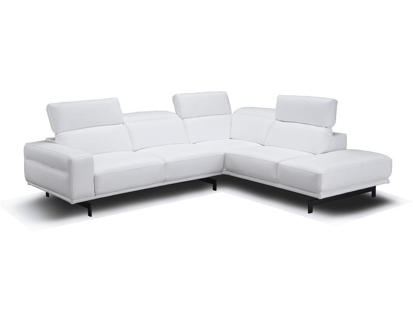 Divano componibile moderno in pelle Vertex in bianco neve
