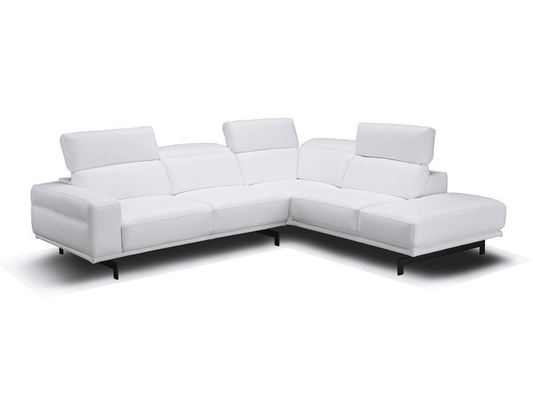 Divano componibile moderno in pelle Vertex in bianco neve