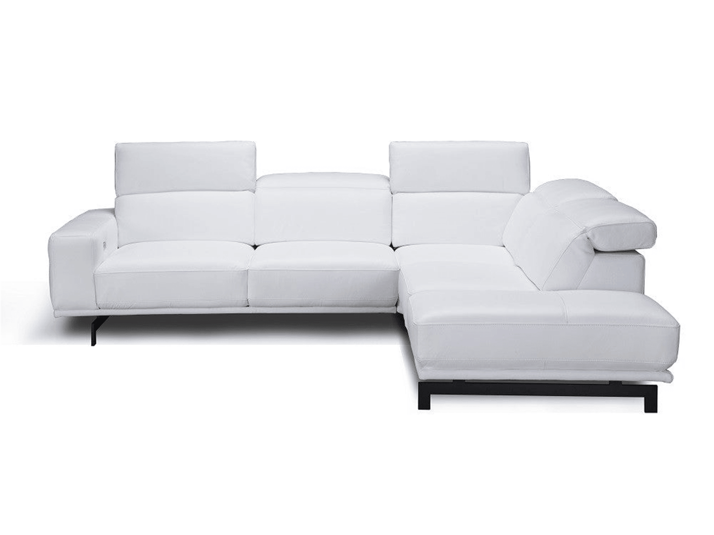 Divano componibile moderno in pelle Vertex in bianco neve