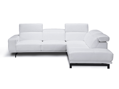 Divano componibile moderno in pelle Vertex in bianco neve