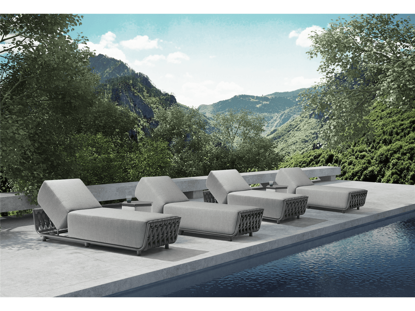 Chaise longue da esterno Ayla in grigio scuro
