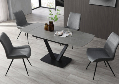 Set da pranzo Niah - piano grigio gambe nere - con 4 sedie
