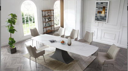 Tavolo da pranzo Elegance - piano in ceramica bianca