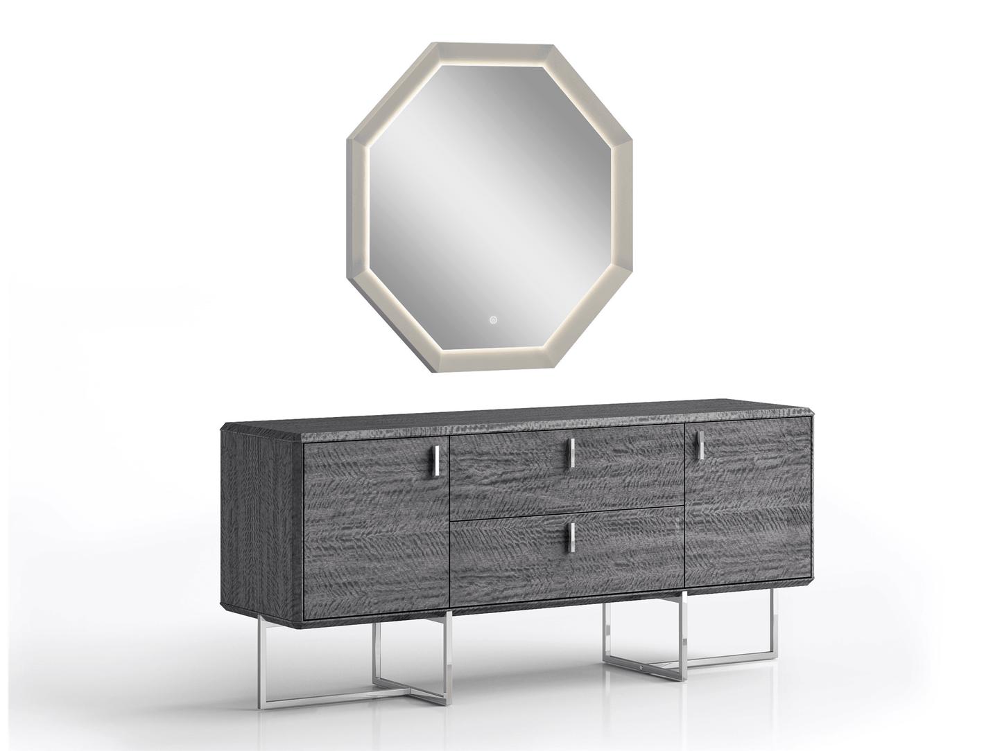 Specchio esagonale Jackson grigio