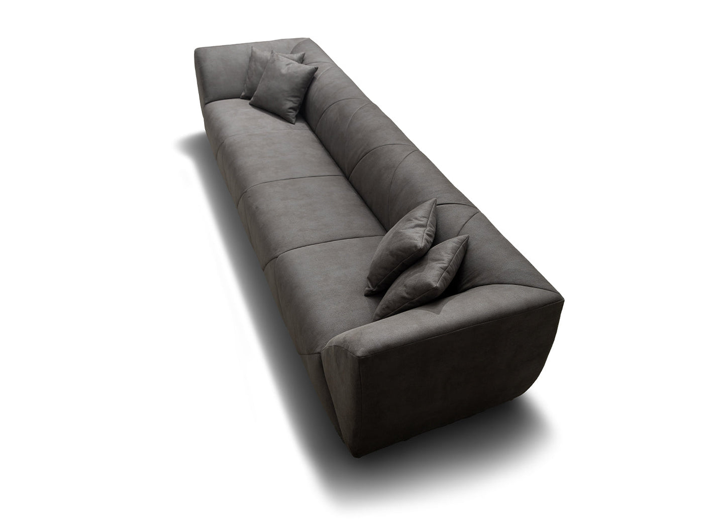 Divano Kary a 4 posti in nabuk grigio scuro
