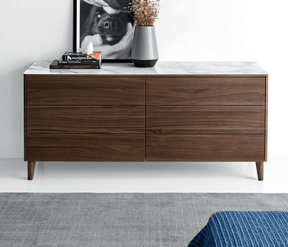Comò Boston con marmo di Calligaris in finitura noce