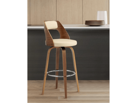 Sgabello da bar Jimmy 26 pollici altezza bancone noce/crema