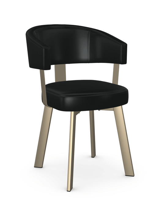 Sgabello da bar Grissom in poliuretano color liquirizia con base color champagne
