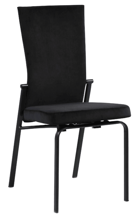 Sedia da pranzo Molly Motion in tessuto con base in metallo nero