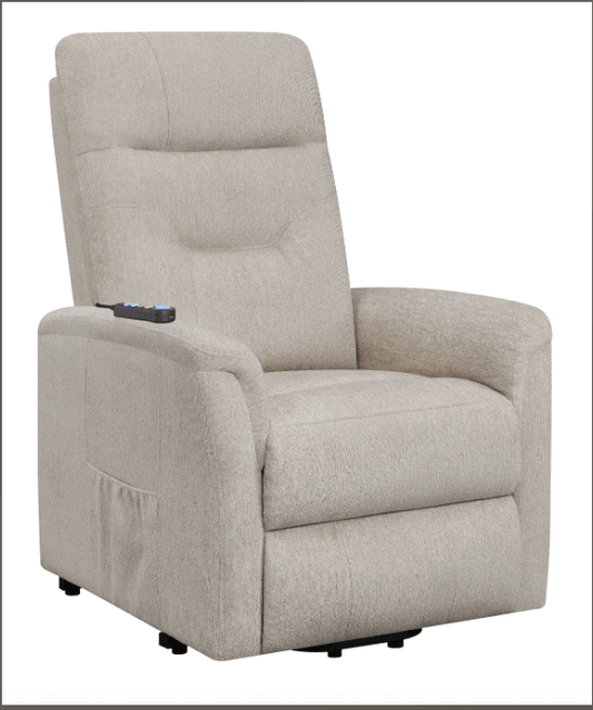 Poltrona reclinabile elettrica Henrietta con tasca portaoggetti beige