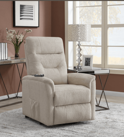 Poltrona reclinabile elettrica Henrietta con tasca portaoggetti beige