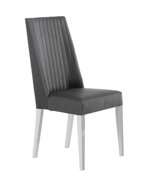 Collezione di sedie da pranzo Lux in pelle Laqour bianco lucido e finta tortora