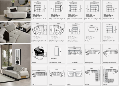 Divano in tessuto Icon 6 pezzi beige
