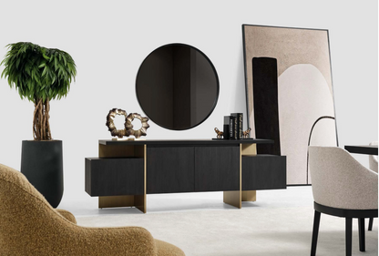 Collezione Eva imbottita KS + 2 NS LED+ Comò in tessuto beige