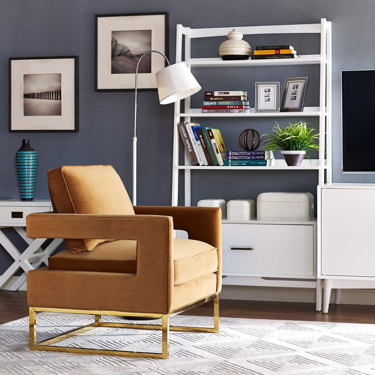 Sedia Annabelle in velluto cognac