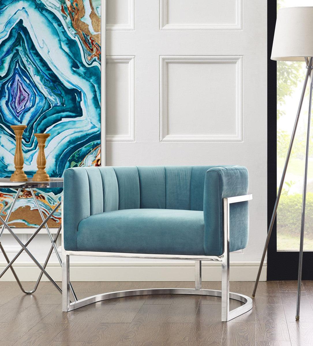 Sedia Magna Sea Blue con base argentata