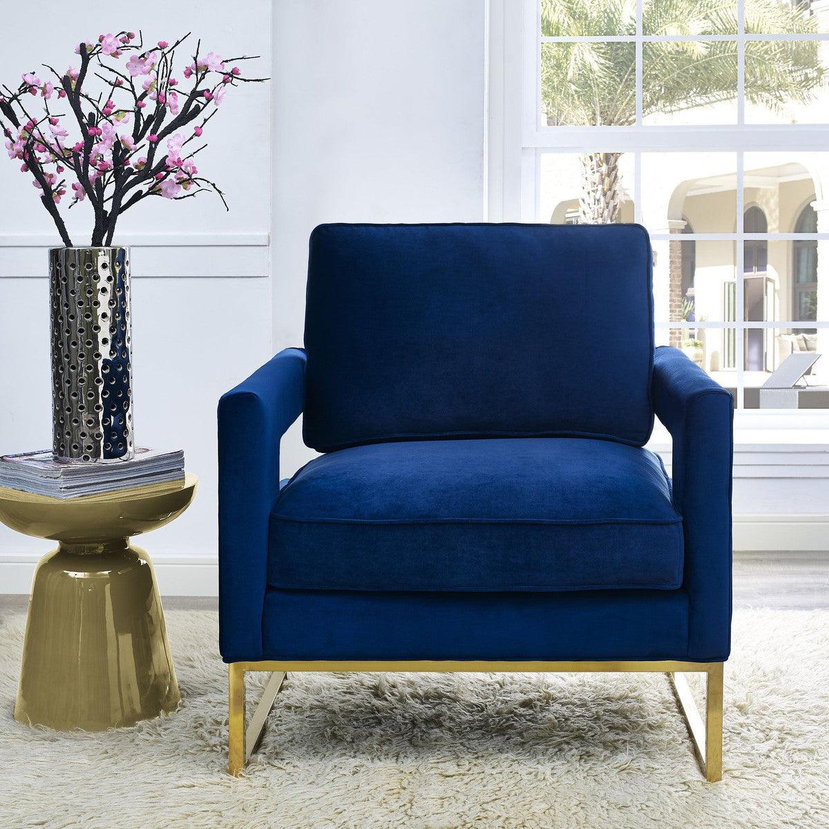 Sedia Annabelle in velluto blu navy