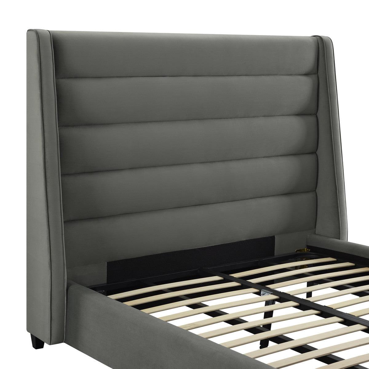 Letto in velluto grigio Kaui